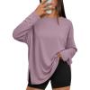 image:imageTrendy Queen Oversized Side Slit Tshirts for Women Long Sleeve Workout Tops Fall Fashion Gym Casual Tees Basic Y2K ClothesDarkpink
