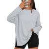 image:imageTrendy Queen Oversized Side Slit Tshirts for Women Long Sleeve Workout Tops Fall Fashion Gym Casual Tees Basic Y2K ClothesGrey