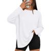 image:imageTrendy Queen Oversized Side Slit Tshirts for Women Long Sleeve Workout Tops Fall Fashion Gym Casual Tees Basic Y2K ClothesWhite