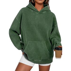 image:imageTrendy Queen Oversized Hoodies for Women Teen Girl Winter Sweatshirt Cute Acid Wash PulloverGreen