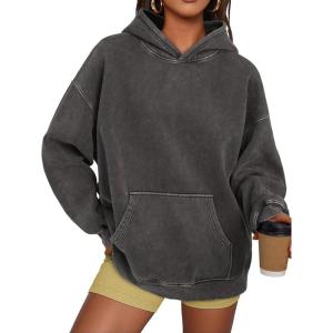 image:imageTrendy Queen Oversized Hoodies for Women Teen Girl Winter Sweatshirt Cute Acid Wash PulloverGrey
