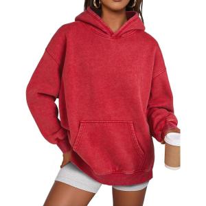 image:imageTrendy Queen Oversized Hoodies for Women Teen Girl Winter Sweatshirt Cute Acid Wash PulloverRed