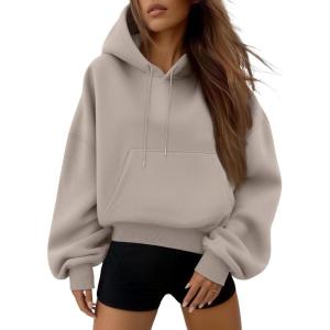 image:imageTrendy Queen Womens Y2k Cropped Hoodie Long Sleeve Pullover Sweatshirts Fall Casual OutfitsCoffee Grey