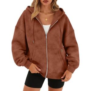 image:imageTrendy Queen Zip Up Hoodies for Women Oversized Acid Wash Sweatshirt Winter Fashion Jacket Cute Y2k Fall teen girls pulloverBrown