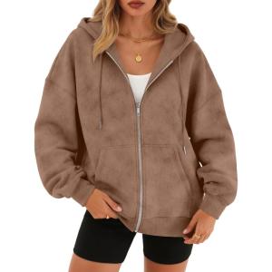 image:imageTrendy Queen Zip Up Hoodies for Women Oversized Acid Wash Sweatshirt Winter Fashion Jacket Cute Y2k Fall teen girls pulloverCoffee