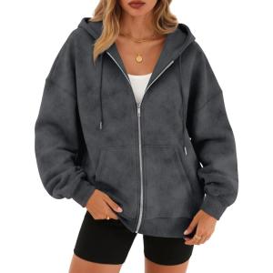 image:imageTrendy Queen Zip Up Hoodies for Women Oversized Acid Wash Sweatshirt Winter Fashion Jacket Cute Y2k Fall teen girls pulloverGrey