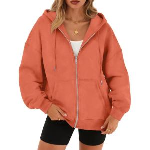 image:imageTrendy Queen Zip Up Hoodies for Women Oversized Acid Wash Sweatshirt Winter Fashion Jacket Cute Y2k Fall teen girls pulloverOrange