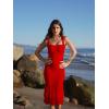 image:imageKaximil Womens Sexy Bodycon Ruched Wedding Guest Midi Dresses Sleeveless Maternity Ruffle Cocktail Party DressRed