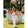 image:imageKaximil Womens Sexy Spaghetti Strap Maxi Dresses Bodycon Cocktail Wedding Guest Foamal Long DressWhite