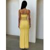 image:imageKaximil Womens Sexy Spaghetti Strap Maxi Dresses Bodycon Cocktail Wedding Guest Foamal Long DressYellow