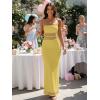 image:imageKaximil Womens Sexy Spaghetti Strap Maxi Dresses Bodycon Cocktail Wedding Guest Foamal Long DressYellow