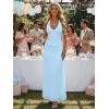 image:imageKaximil Womens Sexy V Neck Halter Maxi Dresses Bodycon Cocktail Wedding Guest Long DressBaby Blue