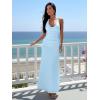 image:imageKaximil Womens Sexy V Neck Halter Maxi Dresses Bodycon Cocktail Wedding Guest Long DressBaby Blue