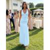 image:imageKaximil Womens Sexy V Neck Halter Maxi Dresses Bodycon Cocktail Wedding Guest Long DressBaby Blue
