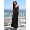image:imageKaximil Womens Sexy V Neck Halter Maxi Dresses Bodycon Cocktail Wedding Guest Long DressBlack