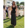 image:imageKaximil Womens Sexy V Neck Halter Maxi Dresses Bodycon Cocktail Wedding Guest Long DressBlack