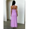 image:imageKaximil Womens Sexy V Neck Halter Maxi Dresses Bodycon Cocktail Wedding Guest Long DressPurple
