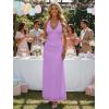 image:imageKaximil Womens Sexy V Neck Halter Maxi Dresses Bodycon Cocktail Wedding Guest Long DressPurple