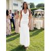 image:imageKaximil Womens Sexy V Neck Halter Maxi Dresses Bodycon Cocktail Wedding Guest Long DressWhite