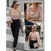 image:imageLUXVEER 34 Length Sleeve Womens Tops Lace Sexy V Neck Ribbed Knit Fitted T Shirts Dressy Casual Blouses Going Out TopsBeige