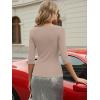 image:imageLUXVEER 34 Length Sleeve Womens Tops Lace Sexy V Neck Ribbed Knit Fitted T Shirts Dressy Casual Blouses Going Out TopsBeige