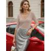 image:imageLUXVEER 34 Length Sleeve Womens Tops Lace Sexy V Neck Ribbed Knit Fitted T Shirts Dressy Casual Blouses Going Out TopsBeige