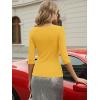 image:imageLUXVEER 34 Length Sleeve Womens Tops Lace Sexy V Neck Ribbed Knit Fitted T Shirts Dressy Casual Blouses Going Out TopsYellow