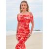 image:imageLUXVEER Wedding Guest Dresses for Women 2026 Floral Formal Cocktail Maxi Styles Off the Shoulder Stretch Sexy Bodycon DressRed