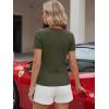 image:imageLUXVEER Women Short Sleeve Lace V Neck Shirts Ribbed Knit Fitted Basic Tee Tops Business Dressy Casual Summer Blouses TShirtArmy Green