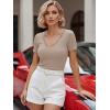 image:imageLUXVEER Women Short Sleeve Lace V Neck Shirts Ribbed Knit Fitted Basic Tee Tops Business Dressy Casual Summer Blouses TShirtBeige