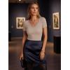 image:imageLUXVEER Women Short Sleeve Lace V Neck Shirts Ribbed Knit Fitted Basic Tee Tops Business Dressy Casual Summer Blouses TShirtBeige
