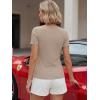 image:imageLUXVEER Women Short Sleeve Lace V Neck Shirts Ribbed Knit Fitted Basic Tee Tops Business Dressy Casual Summer Blouses TShirtBeige