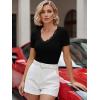 image:imageLUXVEER Women Short Sleeve Lace V Neck Shirts Ribbed Knit Fitted Basic Tee Tops Business Dressy Casual Summer Blouses TShirtBlack