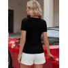 image:imageLUXVEER Women Short Sleeve Lace V Neck Shirts Ribbed Knit Fitted Basic Tee Tops Business Dressy Casual Summer Blouses TShirtBlack