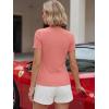 image:imageLUXVEER Women Short Sleeve Lace V Neck Shirts Ribbed Knit Fitted Basic Tee Tops Business Dressy Casual Summer Blouses TShirtCoral