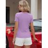 image:imageLUXVEER Women Short Sleeve Lace V Neck Shirts Ribbed Knit Fitted Basic Tee Tops Business Dressy Casual Summer Blouses TShirtLilac