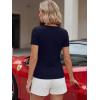 image:imageLUXVEER Women Short Sleeve Lace V Neck Shirts Ribbed Knit Fitted Basic Tee Tops Business Dressy Casual Summer Blouses TShirtNavy Blue