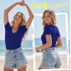 image:imageLUXVEER Women Short Sleeve Lace V Neck Shirts Ribbed Knit Fitted Basic Tee Tops Business Dressy Casual Summer Blouses TShirtRoyal Blue
