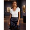 image:imageLUXVEER Women Short Sleeve Lace V Neck Shirts Ribbed Knit Fitted Basic Tee Tops Business Dressy Casual Summer Blouses TShirtWhite