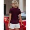 image:imageLUXVEER Women Short Sleeve Lace V Neck Shirts Ribbed Knit Fitted Basic Tee Tops Business Dressy Casual Summer Blouses TShirtWine Red