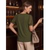 image:imageLUXVEER Womens Dressy Casual Blouses Puff Short Sleeve Lace Pleated Tops Business Work Shirts 2026 Trendy Summer T ShirtArmy Green