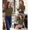 image:imageLUXVEER Womens Dressy Casual Blouses Puff Short Sleeve Lace Pleated Tops Business Work Shirts 2026 Trendy Summer T ShirtArmy Green