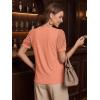 image:imageLUXVEER Womens Dressy Casual Blouses Puff Short Sleeve Lace Pleated Tops Business Work Shirts 2026 Trendy Summer T ShirtCoral