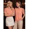 image:imageLUXVEER Womens Dressy Casual Blouses Puff Short Sleeve Lace Pleated Tops Business Work Shirts 2026 Trendy Summer T ShirtCoral