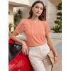 image:imageLUXVEER Womens Dressy Casual Blouses Puff Short Sleeve Lace Pleated Tops Business Work Shirts 2026 Trendy Summer T ShirtCoral