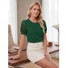 image:imageLUXVEER Womens Dressy Casual Blouses Puff Short Sleeve Lace Pleated Tops Business Work Shirts 2026 Trendy Summer T ShirtGreen
