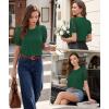 image:imageLUXVEER Womens Dressy Casual Blouses Puff Short Sleeve Lace Pleated Tops Business Work Shirts 2026 Trendy Summer T ShirtGreen