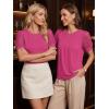 image:imageLUXVEER Womens Dressy Casual Blouses Puff Short Sleeve Lace Pleated Tops Business Work Shirts 2026 Trendy Summer T ShirtHot Pink