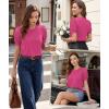 image:imageLUXVEER Womens Dressy Casual Blouses Puff Short Sleeve Lace Pleated Tops Business Work Shirts 2026 Trendy Summer T ShirtHot Pink