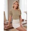 image:imageLUXVEER Womens Dressy Casual Blouses Puff Short Sleeve Lace Pleated Tops Business Work Shirts 2026 Trendy Summer T ShirtKhaki